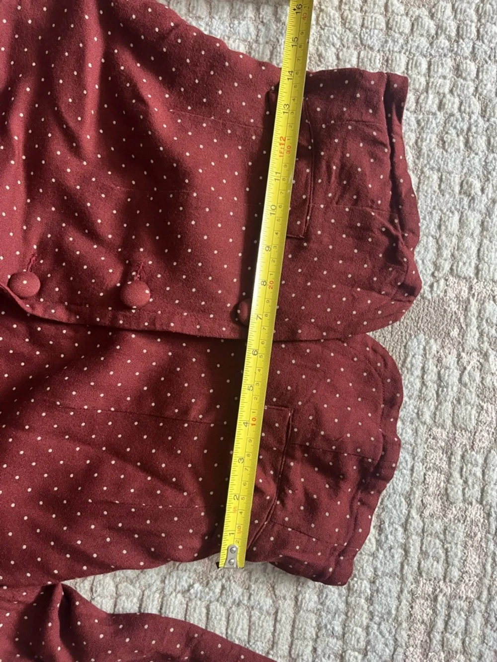 Vintage Esprit Polka Dot Burgundy Cropped Blazer Women Size S Spring Trend ❤️ - Picture 15 of 15